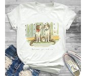 Lovely Style Pet Print T-Shirt Crew Neck Casual Short Sleeve T-Shirt Spring Summer Women's Clothing Fashion Simple Short Sleeve