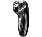 Máquina de afeitar de rotación Negro - Afeitadora (Máquina de afeitar de rotación, Double Track, Negro, De plástico, Caucho, Acero inoxidable, AC/Batería, Integrado)