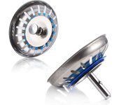 Tapón de fregadero de acero inoxidable 2 piezas Tapón de colador para fregaderos de acero inoxidable Cubierta de filtro de fregadero para cocina y baño Tapón de fregadero Diámetro del orificio del colador 80 mm