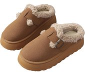 Zapatillas de mujer con suela de goma gruesa y forro polar, botas de nieve sin cordones, suaves y cómodas, para interior y exterior, antideslizantes
