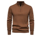 Otoño e Invierno nuevo suéter de hombre con cuello levantado de talla europea media cremallera suéter de color sólido ropa de hombre de alta calidad