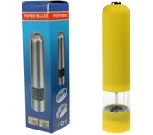 Molinillo Eléctrico de Sal y Pimienta BVC Mod. Lorca - Amarillo con Luz | Plástico ABS | 21.6 Cm Altura