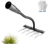 Rastrillo de Hierro 2.0 - Rastrillo de Hierro para Jardinería y Deshierbe - Rastrillo de Paja para Césped con Púas Metálicas, Rastrillo Multifuncional de Acero al Carbono de 5/6/7/8 Dientes, para Patio, Granja y Jardín (5 Dientes)
