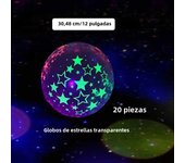 20 Pieces of Uv Fluorescent Balloons Neon Party Night Glow Party Balloons Bride Wedding, Birthday Party Decoration, Black Five-Pointed Star, Candy-Colored Polka Dot Balloons, Suitable for Christmas, Anniversary, Disco Party, All Party Decorations