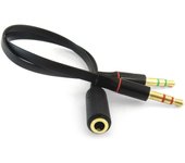 3,5 mm hembra a 2 macho auriculares micrófono Y divisor cable adaptador de audio para PC portátil negro