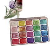 Kolorful - Acuarela en polvo con pigmento de perla mineral, juego de pintura de acuarela con desplazamiento forestal, pintura de acuarela iridiscente, acuarelas Gogodusk, juego de pintura de acuarela de 20 colores metálicos, lavable (mezcla)