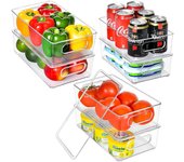 Juego de almacenamiento de nevera de 6-Caja de organizador de nevera transparente de alta calidad sin BPA-Almacenamiento de nevera apilable de plástico con tapa-Utilizado para nevera/Cocina