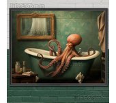 Victorian Octopus In A Top Hat And Kraken Sea Diver Vintage Wall Art Canvas Painting Funny Ocean Animal Art Poster Print Decor