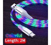Cable LED brillante de carga rápida 3A, Cable Micro USB tipo C, transferencia de datos de alta velocidad, Streamer fluido, luz LED, Cable USB C