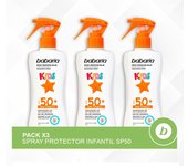 Babaria Pack x 3 Spray Protector Infantil SPF50: Crema Solar Niños Spray SPF50+, 200ml