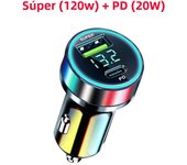 Cargador De Coche 240W Con Dos Puertos USB Y Pantalla Digital Carga Rápida 120W Para iPhone Samsung Xiaomi Adaptador De Carga