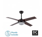 FABRILAMP Ventilador de Techo DC Ciro 2xe27 Marrón Rústico 4 Aspas Nogal - Control Remoto y Temporizador