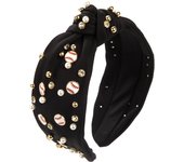 Europe and America Cross border New Baseball Accessories Headband Fashion Simple Wide Edge Fabric Pearl Hair Accessories