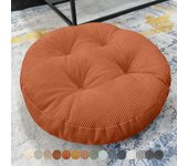 Cojín redondo de pana con mechones gruesos de 30 x 30 x 6 cm para adultos, ideal para meditación o yoga, sofá tatami, color naranja n.° 5