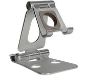 Soporte multi dispositivo escritorio para movil tablet smartwatch Ksix Swivel Rotación 360° Material aluminio Base resistente color gris