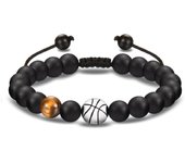 Pulsera de cuentas de Spiderman con ojo de tigre y obsidiana esmerilada para hombre.
