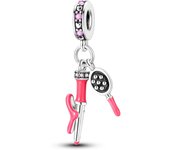 Silver Plated Pink Series Charms Pendant Lovely Dangle Pink Perfume Bottle Charm Beads Fit Bangle Bracelet Necklace Jewelry