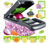 Cortador De Verduras Multifuncional 14/16 En 1 Con Mango Para Quitar La Película Y Cortar Alimentos Eco-amigable Plástico Acero Inoxidable Para Cocina