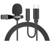 Portable 1.5m Mini Type C Microphone USB Condenser Clip-on Lapel Mic 3.5mm Wired Microfon for PC Laptops Professional Recording