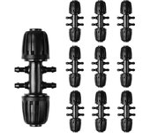 Conector de manguera de riego para jardín, para manguera de riego de 1/2 a 1/4 de pulgada, accesorio de riego de 6 vías, color negro