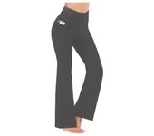 Women's Flared Pants with Pockets, Flared Leg Yoga Pants High Waist Fitness Casual Tummy Tuck Pants