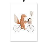 Boho Cartoon Fox Rabbit Bee Bear Hedgehog Flower Posters Art Prints Canvas Painting Wall Pictures Baby Kids Room Home Decoration