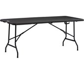 Outsunny Mesa Plegable de Jardín Rectangular Portátil 180x75,5x73 cm Mesa Jardín Exterior de Acero y HDPE con Asa de Transporte para 6 Personas Carga 100 kg Gris Oscuro