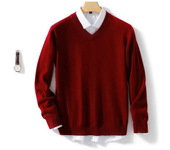 Men's Wool Warm Pullovers Sweater V-Neck Knit Winter Fit Tops Male Cashmere Knitwear Jumpers Bottoming Shirt Plus Size 5XL