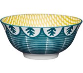 KitchenCraft ECMKCBOWL28SET - Juego de cuencos de cerámica con diseño de hojas de estilo mediterráneo, gres.