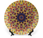 Plato decorativo de cerámica de 25 cm con flores amarillas, diseño de tulipanes románticos con estampado botánico holandés, ideal para cenas elegantes, eventos de lujo, cenas, bodas y catering.
