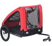 vidaXL Remolque de bicicleta para mascotas rojo y negro
