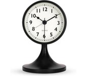 Reloj despertador Clásico de metal, despertador Silencioso sin TicTac with Luz Nocturna y función de Repetición, Pequeño Reloj de Mesa analógico para Mesita de Noche, dormitorio, Oficina Negro