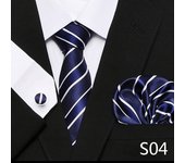Hot Sale 7.5 cm Golden Striped Tie Hanky Cufflinks Set For Men Fit Formal Party Wedding Business Birthday Gift