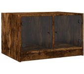 vidaXL Mesa de centro con puertas de vidrio 68x50x42 cm Blanco, Negro, Roble Sonoma Mesita de Salón o Comedor o Auxiliar Mesa de Café Meuble Salón