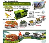 Dinosaur Toys-193pcs Dinosaur World Road Race-Flexible Track Playset Flexible Train Car for Kids Christmas Birthdays Gifts