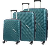 DAM Juego de tres Maletas Trolley extensible, en material ligero ABS de alta resistencia. Cerradura numérica, 4 ruedas dobles giratorias 360°.  77x30x50Cm