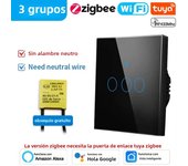 Tuya Wifi/Zigbee RF433 EU Smart Wall Switch 1/2/3/4 Gang Touch Sensor Button No-Neutral Wire,Voice With Alexa Google Home