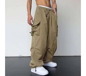 Men's Casual Cargo Pants Fashion Streetwear Classic Man Straight Wide-leg Pants Drawstring Workwear Trendy Loose Cargo Trousers