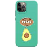Tumundosmartphone Funda Silicona Líquida Verde para Iphone 12 Pro Max (6.7) diseño Vegan Life Dibujos