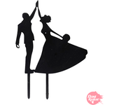 Topper para Tarta Negro - Pareja Bailando Feliz - Acrílico 2 Mm - Cortado a Láser