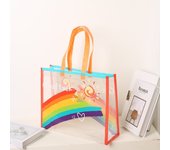 PVC Transparent Rainbow Shoulder Bag Waterproof Outdoor Beach Swimming Storage Handbag Large Capacity Shopping Bag Totes