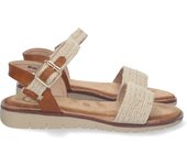 Davinia Shoes Sandalia de Plana para Mujer, Comoda, con Pala de Yute, Talon Abierto, y Cierre de Hebilla Shoes&Blues.es RR-002-Beige