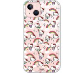 Funda original compatible con Iphone 14con diseño de Hello Kitty Arcoiris y Poses