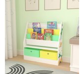 Estantería para niños Neda con motivo dinosaurio 74 x 71 x 23 cm blanco/verde/amarillo [en.casa]