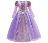Kids Rapunzel Cosplay Princess Purple Long Dress Girl Tangled Halloween Birthday Party Vestido Kids Birthday Christmas 2-10T