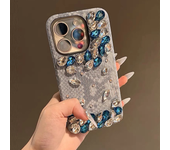 Snake-Print Skin Rhinestone Phone Case For iPhone 16 15 14 13 12 11 Pro Max Fall-Proof Luxury Girl Phone Case