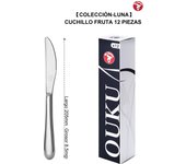 Mr.Spoon Serie Luna Cuchillos 12, 48 o 120 piezas, Acero inoxidable 13/0, Plateado, Alta calidad y acabado, Cuchillo de carne y mesa largo 234mm y 233mm,cuchillo de fruta 205mm, Mango monobloque, Apto para lavavajillas, Ideal para casa,hotel,restaurate