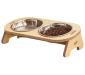 Wooden Elevated Dog Bowls with Stand Adjustable Raised Puppy Cat Food Water Bowls Holder Rabbit Feeder for Small Medium Pets