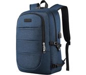 Mochila antirobo para portátil de 15,6 a 17,3 pulgadas con Puerto de carga USB y Candado, resistant to Agua, para hombre y Mujer, color Azul