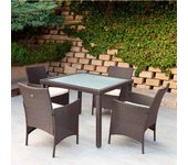 Conjunto de jardín Aktive Garden 4 sillones+mesa cuadrada con cojines ratán sintético negro